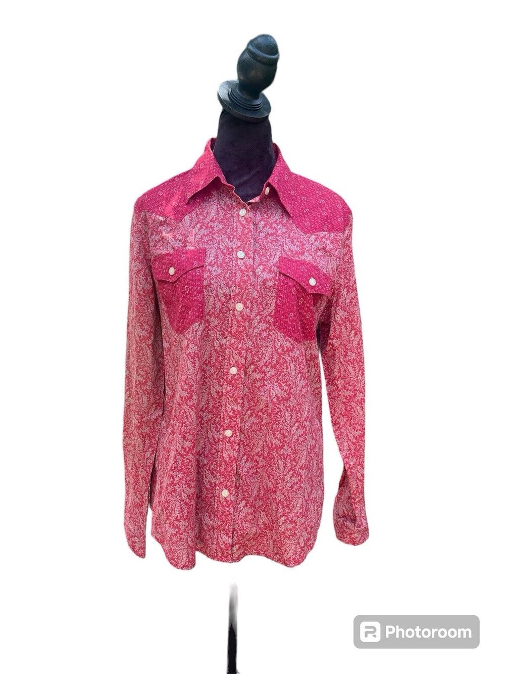 Vintage Ralph Lauren Western Red Button Shirt Top Size L